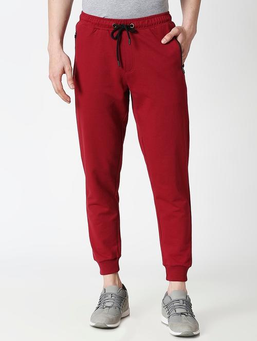 red solid mid rise jogger - 20134644 - Very Small Image - 1