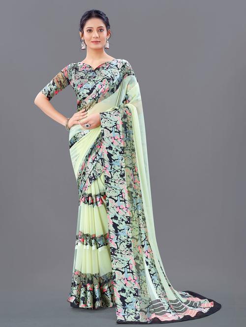 printed saree with blouse - 20135793 - Very Small Image - 1