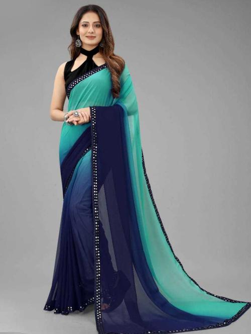 ombre printed saree with blouse - 20135841 - Very Small Image - 1