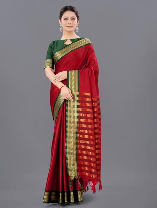 self design maheshwari saree with blouse - 20135907 - Very Small Image - 1