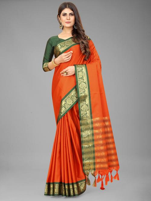 self design maheshwari saree with blouse - 20136231 - Very Small Image - 1