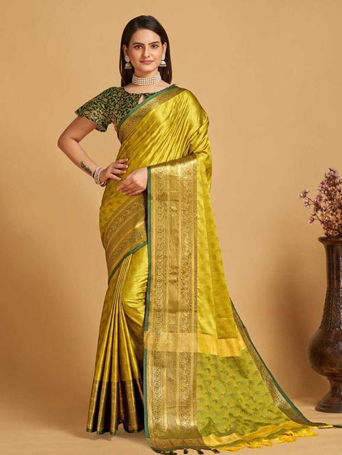 self design woven saree with blouse - 20136402 - Very Small Image - 1