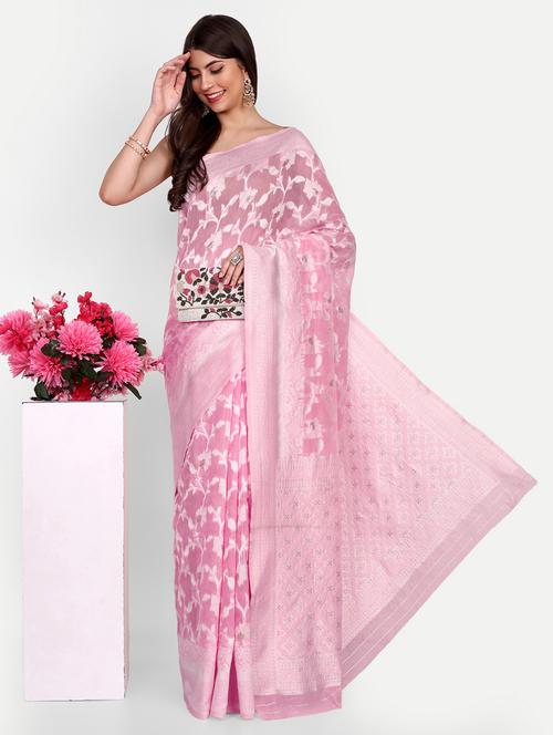 self design woven saree with blouse - 20136547 - Very Small Image - 1