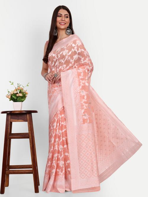 self design woven saree with blouse - 20136548 - Very Small Image - 1
