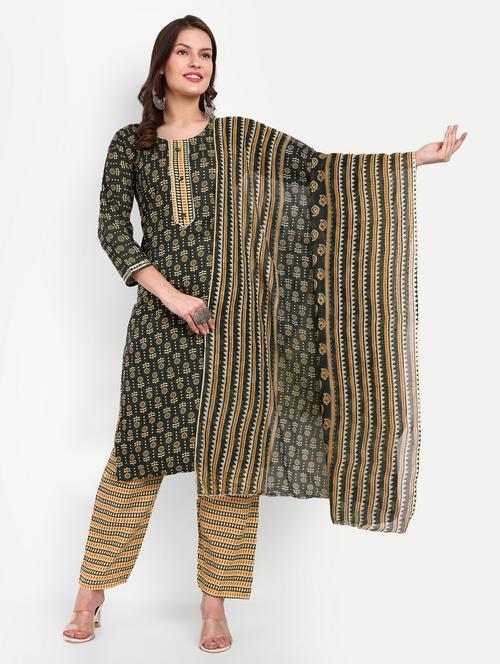 printed kurta pant set with dupatta - 20136643 - Very Small Image - 1