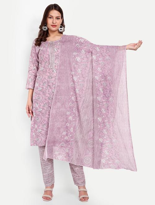 printed kurta pant set with dupatta - 20136644 - Very Small Image - 1