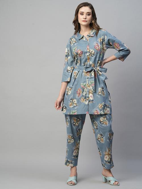 women printed top and trouser co-ord set - 20136752 - Very Small Image - 1