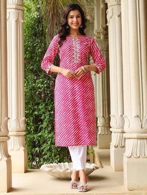 women leheriya straight kurta - 20136769 - Very Small Image - 1