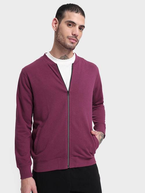 purple solid cotton regular casual jacket - 20145719 - Very Small Image - 1