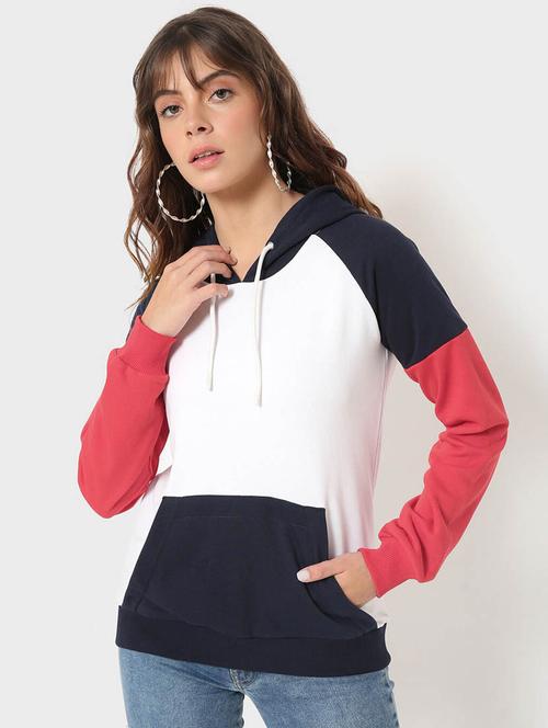 multi colored color blocked long sleeve hooded sweatshirt - 20145847 - Very Small Image - 1