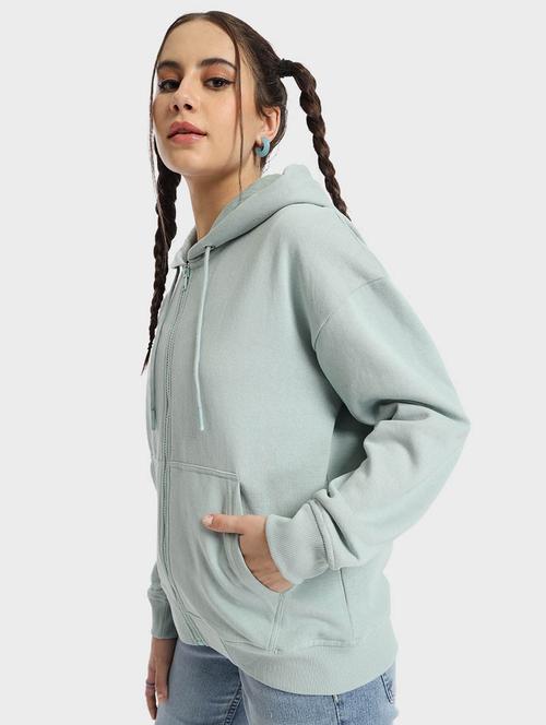 light blue solid long sleeve hooded sweatshirt - 20145867 - Very Small Image - 1