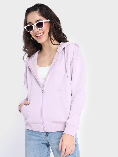 purple solid long sleeve hooded sweatshirt - 20145870 - Very Small Image - 1