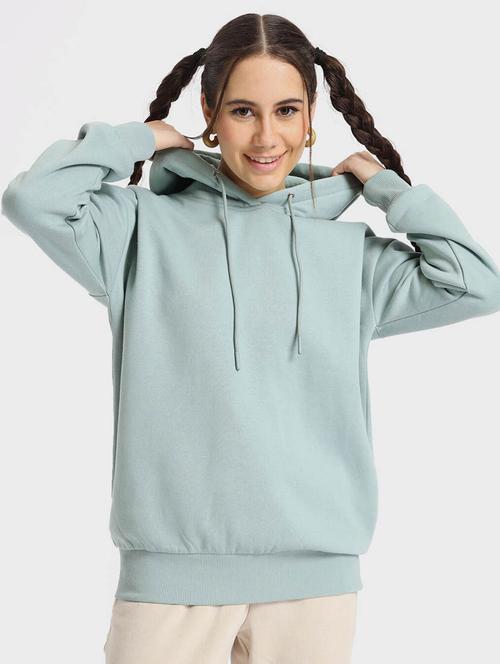 light blue solid long sleeve hooded sweatshirt - 20145876 - Very Small Image - 1