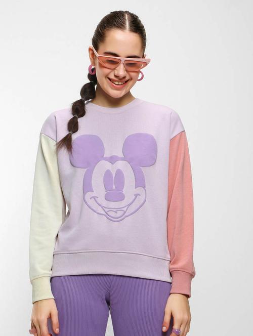 purple color blocked long sleeve sweatshirt - 20145887 - Very Small Image - 1