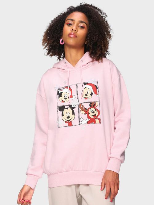 pink printed long sleeve hooded sweatshirt - 20145897 - Very Small Image - 1