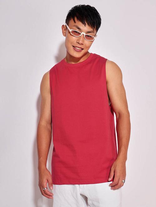 round neck solid vest - 20148041 - Very Small Image - 1