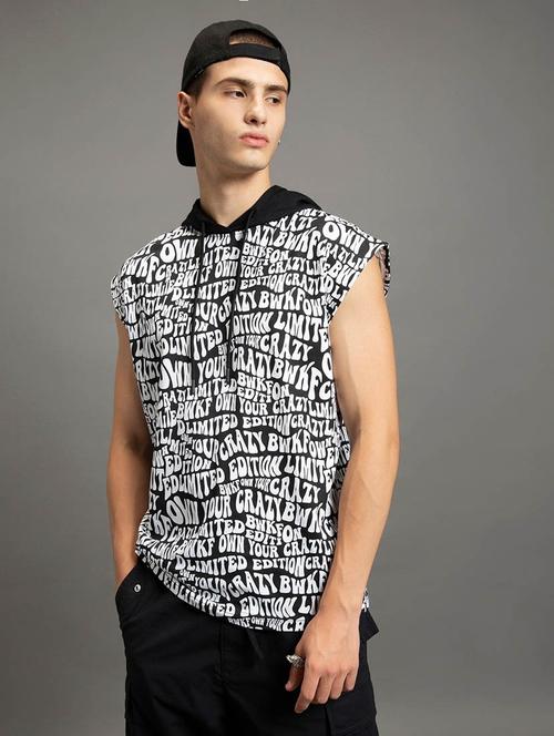 hooded neck printed regular t-shirt - 20148080 - Very Small Image - 1