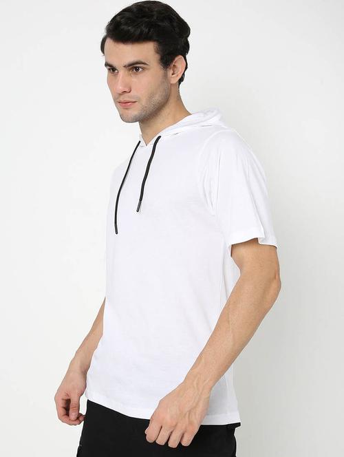 white solid cotton hooded t-shirt - 20148122 - Very Small Image - 1