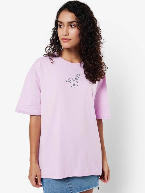 lavender round neck printed regular t-shirt - 20148240 - Very Small Image - 1