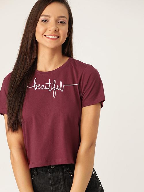 women's front print round neck t-shirt - 20149374 - Very Small Image - 1