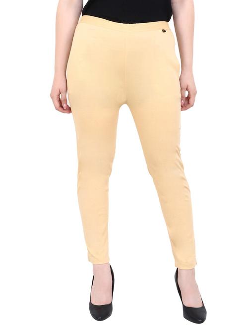 cream solid cigarette pants trouser - 20150267 - Very Small Image - 1