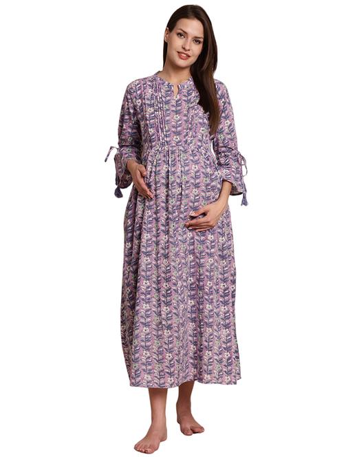 purple cotton maternity wear - 20150578 - Very Small Image - 1
