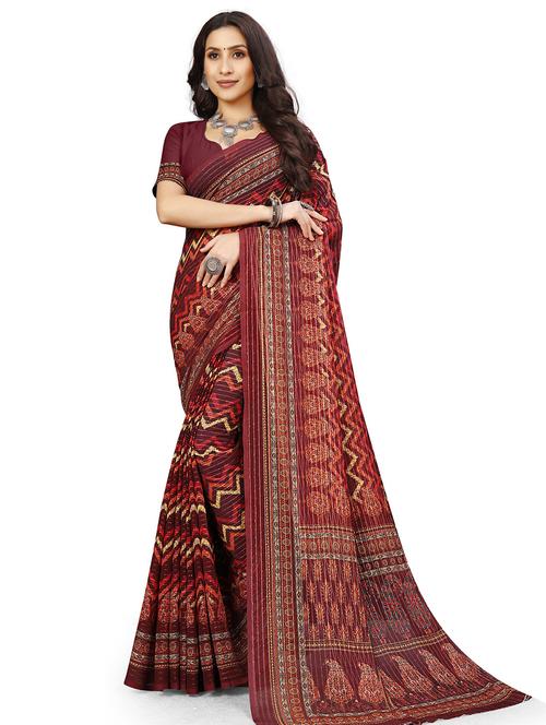 chevron printed saree with blouse - 20151776 - Very Small Image - 1