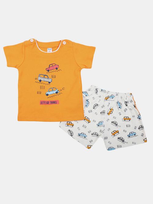 orange short sleeves printed shorts twin set - 20153447 - Very Small Image - 1