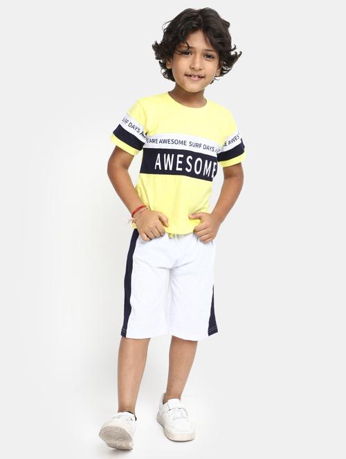 yellow short sleeves printed shorts twin set - 20153471 - Very Small Image - 1