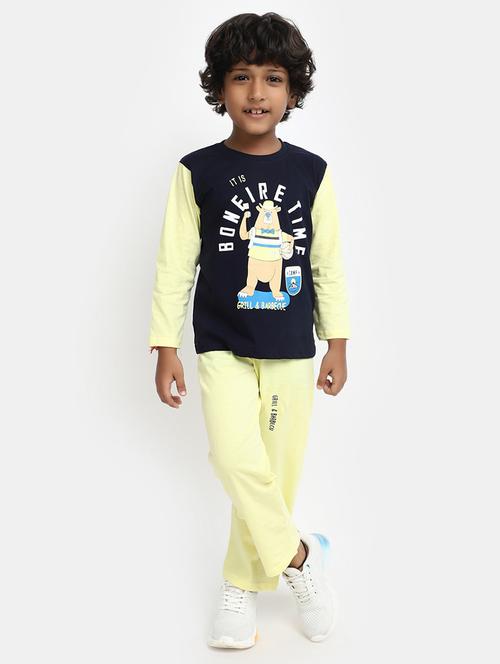 blue long sleeves printed full length twin set - 20153506 - Very Small Image - 1