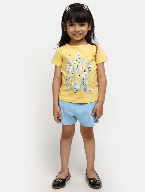 yellow short sleeves printed shorts twin set - 20153519 - Very Small Image - 1