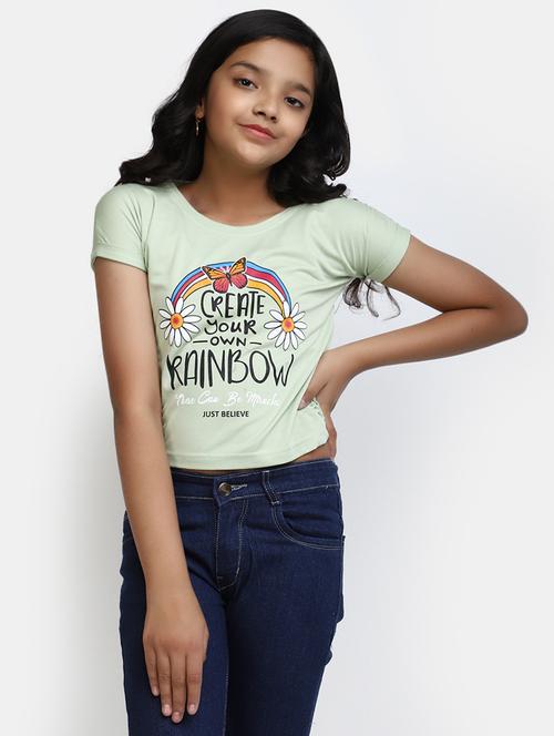 girls round neck printed regular tee - 20153676 - Very Small Image - 1