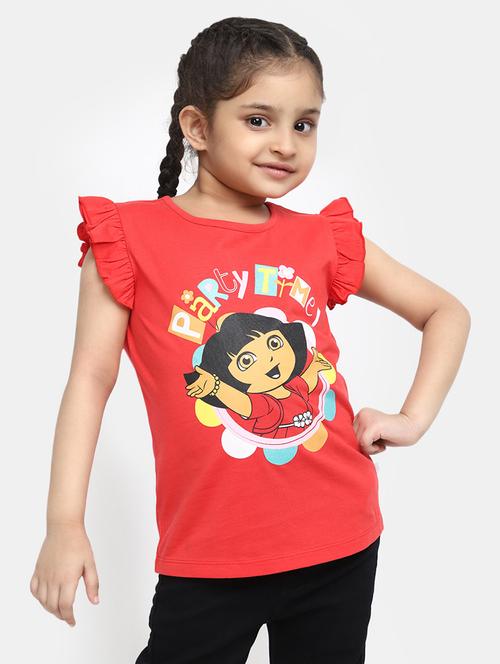 girls round neck printed regular tee - 20153707 - Very Small Image - 1
