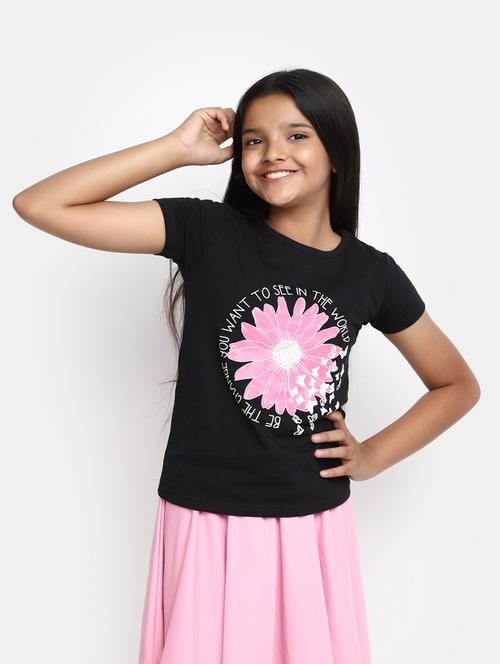 girls round neck printed regular tee - 20153712 - Very Small Image - 1