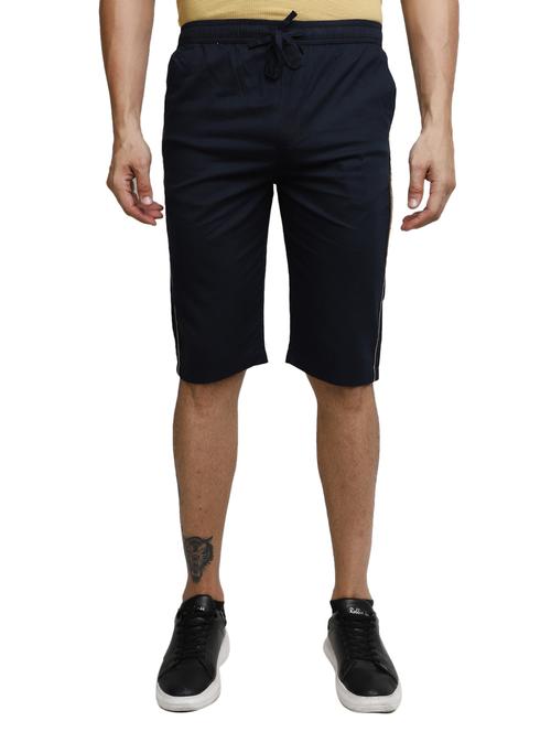 dark blue cotton three-fourth shorts - 20154306 - Very Small Image - 1