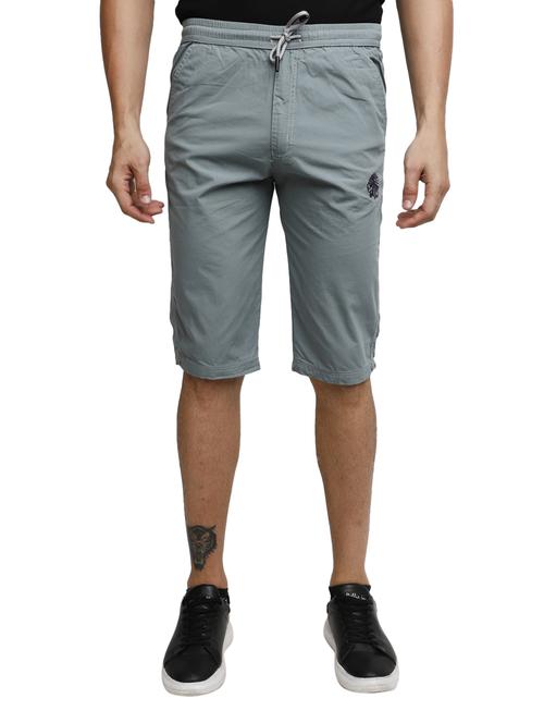 grey cotton three-fouth shorts - 20154334 - Very Small Image - 1