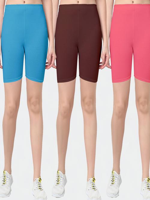 pack of 3 solid cycling shorts - 20154775 - Very Small Image - 1