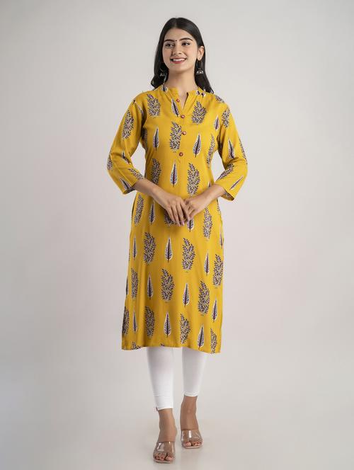 mandarin neck printed straight kurta - 20154942 - Very Small Image - 1