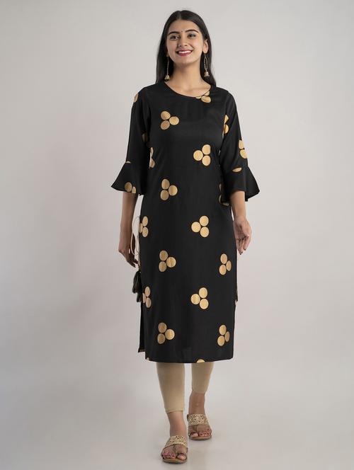 round neck printed straight kurta - 20154964 - Very Small Image - 1