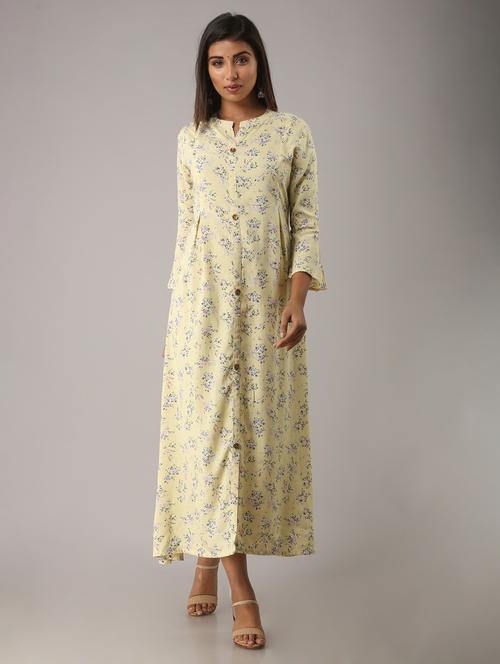 mandarin neck printed front slit kurta - 20155021 - Very Small Image - 1