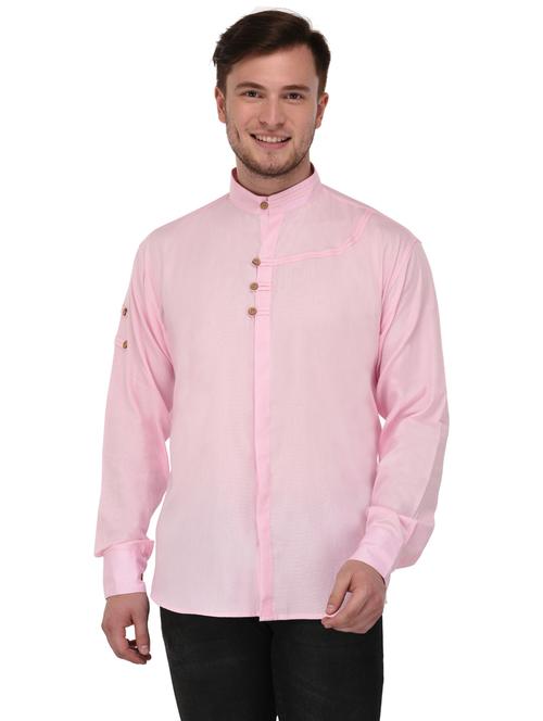 pink cotton blend casual shirt - 20155597 - Very Small Image - 1