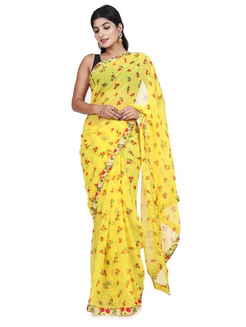 self design georgette woven saree - 20155646 - Very Small Image - 1
