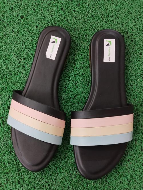 stripes leatherette slip-on sandals - 20155703 - Very Small Image - 1