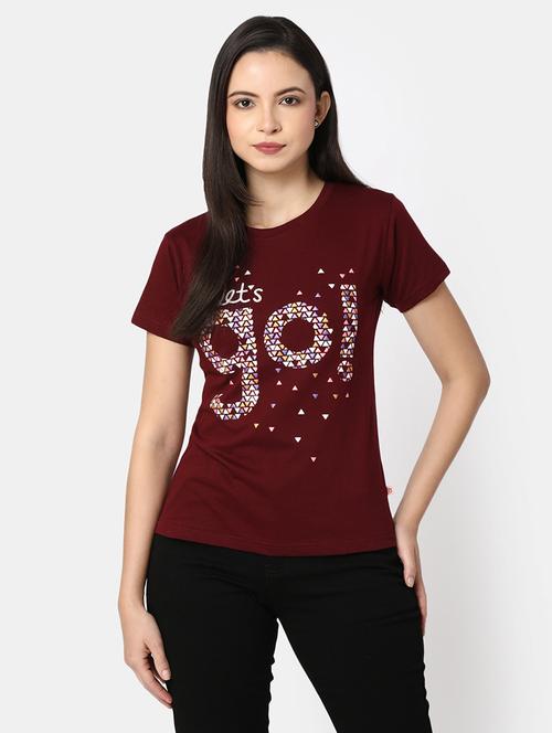 women's front print round neck t-shirt - 20156086 - Very Small Image - 1