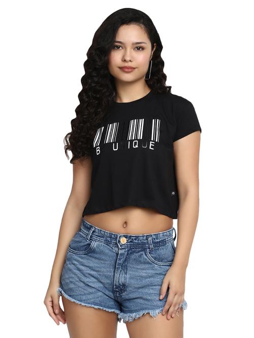 women chest print cropped t-shirt - 20156119 - Very Small Image - 1