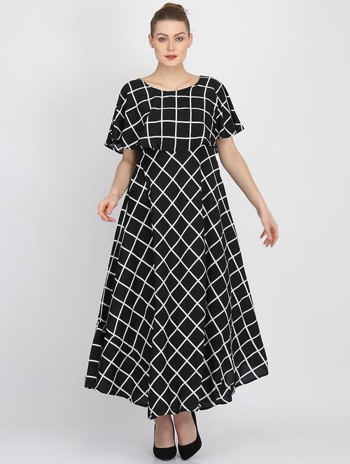 checkered fit & flared maxi dress - 20156522 - Very Small Image - 1