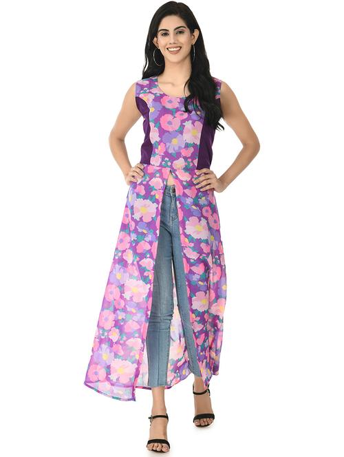 round neck printed a-line tunic - 20156685 - Very Small Image - 1