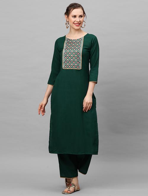 women solid kurta pant set - 20156987 - Very Small Image - 1