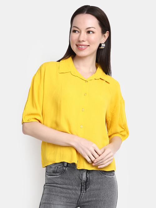 yellow solid regular shirt - 20157764 - Very Small Image - 1