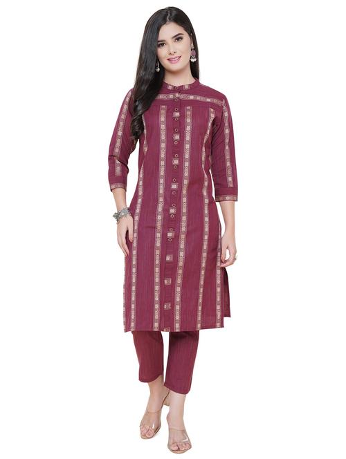 maroon kurta pant set - 20158071 - Very Small Image - 1